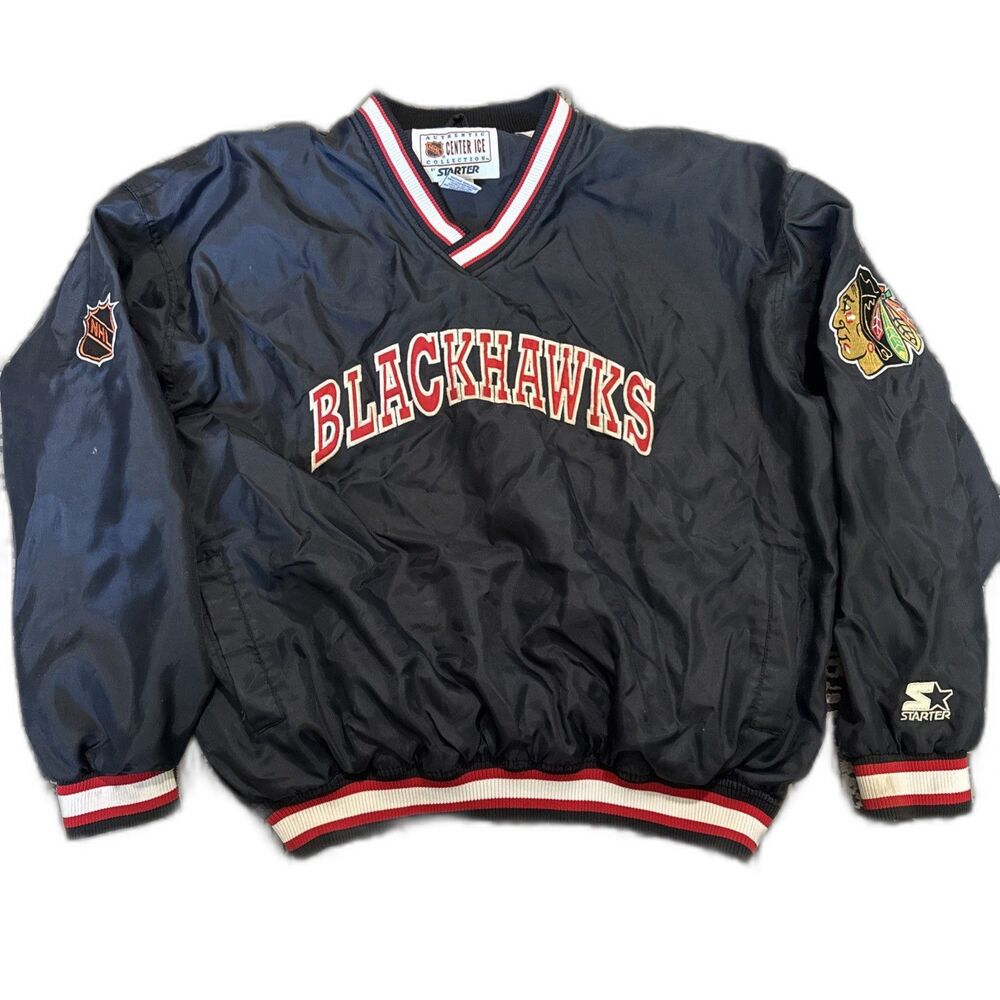 Vintage 90s Chicago Blackhawks NHL Starter Pullover Jacket Lined XL